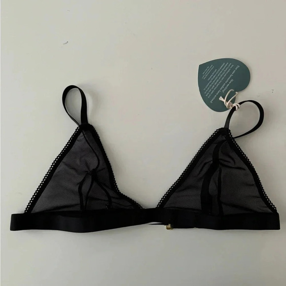 NWT Nat’v Basics Darling Shine Mesh Bralette Black size Large - Picture 3 of 9